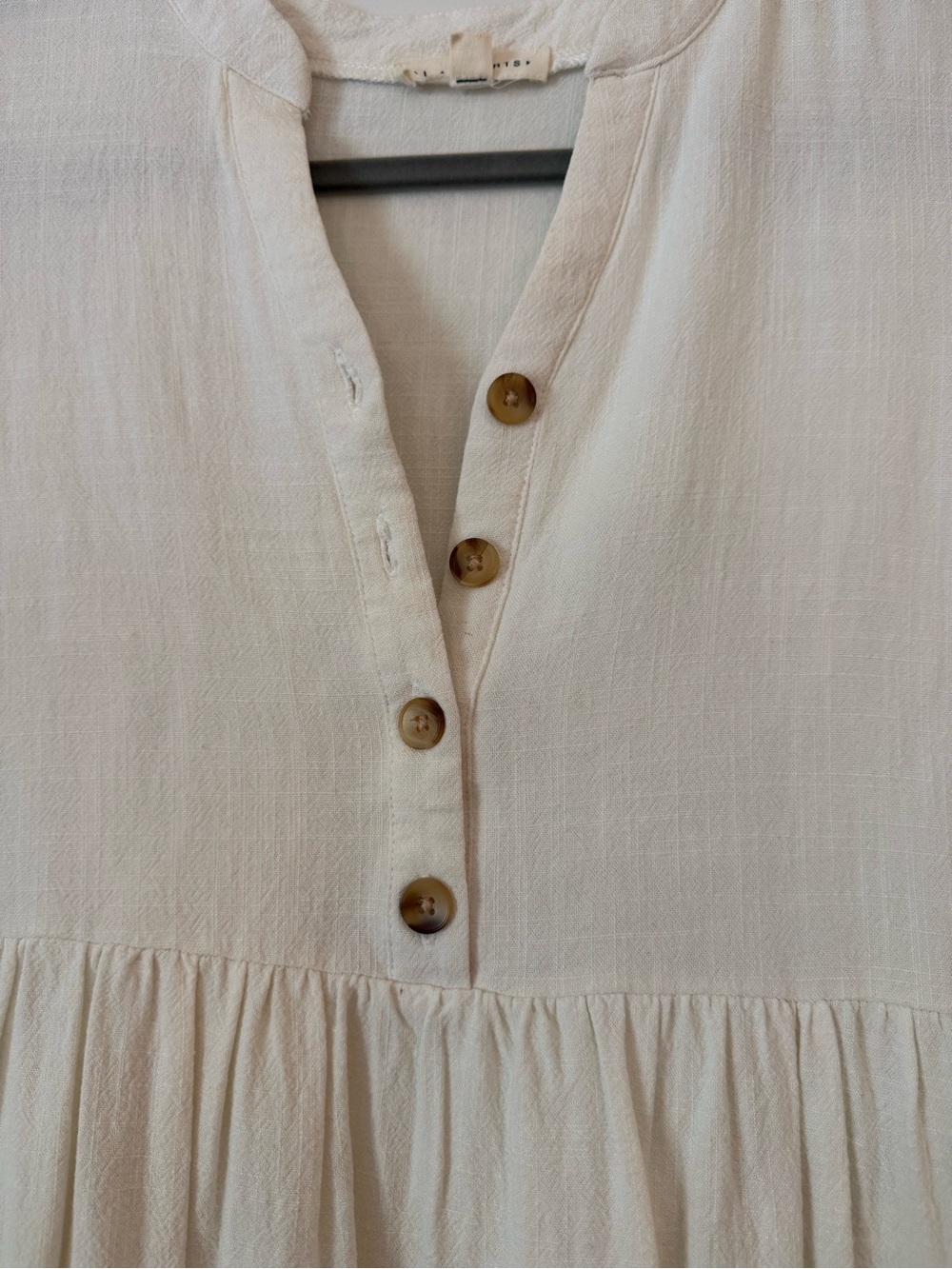 Cream Short-Sleeve Button-Front Tunic - Picture 2 of 4